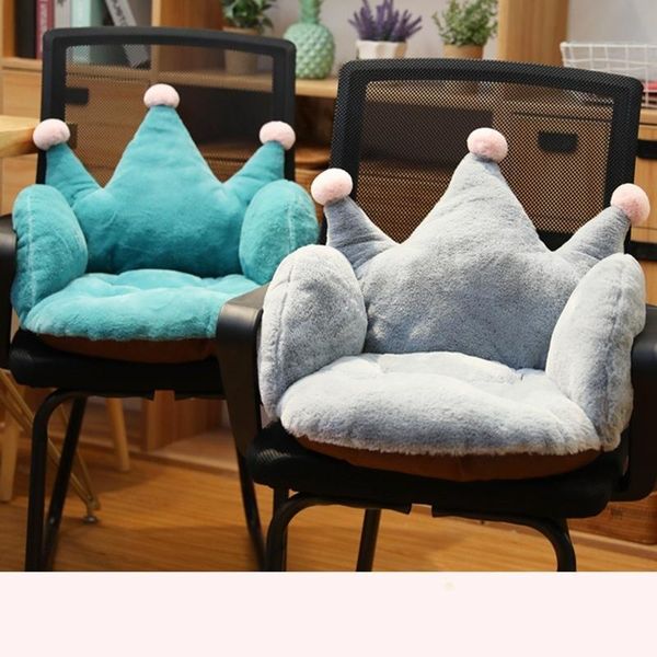 Cojín/Almohada Decorativa Felpa Dibujos Animados Corona Silla De Oficina Cojín Cómodo Antideslizante Cojines De Soporte Lumbar Decoración Para El Hogar Cojín De Sofá Rosa