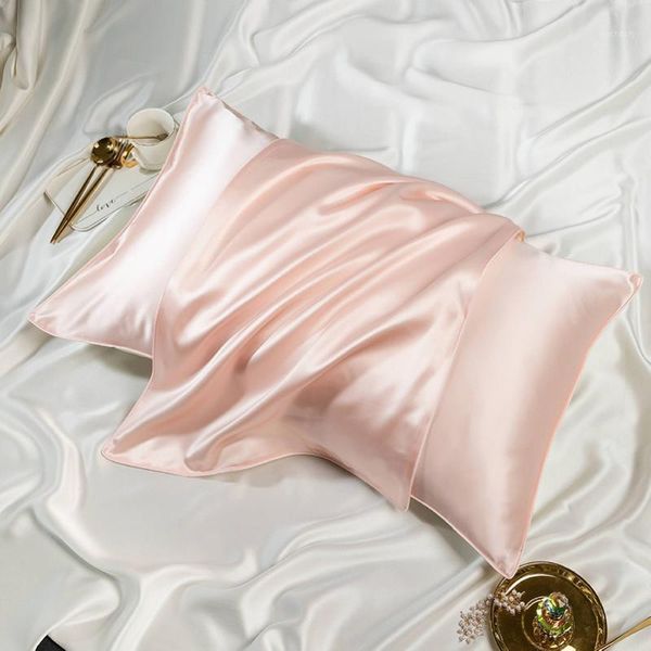 Cojín / almohada decorativa Emulación de color puro Funda de almohada de seda de lujo Cubierta cómoda para tiro de cama Cubiertas individuales