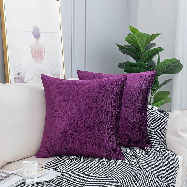 Coussin / oreiller décoratif Housses de coussin en velours écrasé de glace violette pour le salon 18 pouces x 18 pouces Cas décoratif à la maison sans coussins d'insertionCush