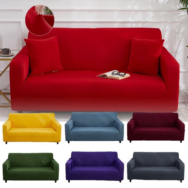 Coussin Oreiller Décoratif Rouge Élastique Couleur Unie Housse De Fauteuil Canapé Tout Inclus Canapé Un Siège 2 3 Places Protection Extensible 230330