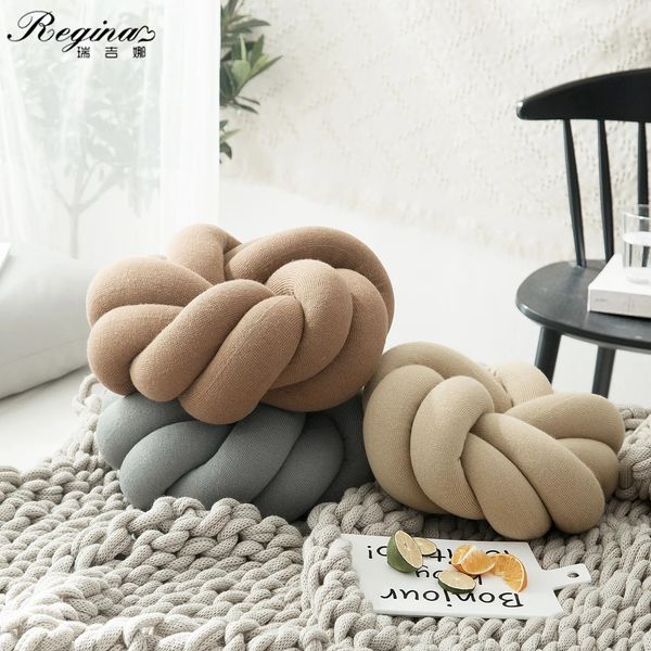 Cojín/almohada decorativa Regina algodón DIY nudo de mano cojines traseros acogedor coche almohada lumbar hogar decorativo sofá asiento cojín suave oficina reposamanos almohadas 231110