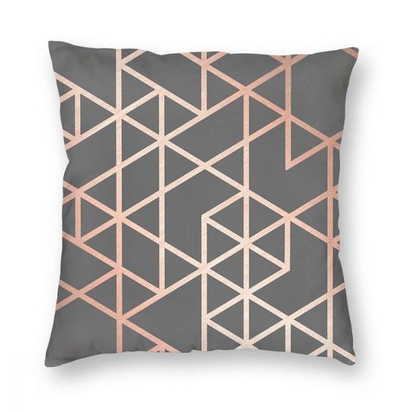 Cojín/almohada decorativa patrón geométrico de oro rosa funda de poliéster cojines para sofá gráfico moderno novedad funda de almohada decoración del hogar