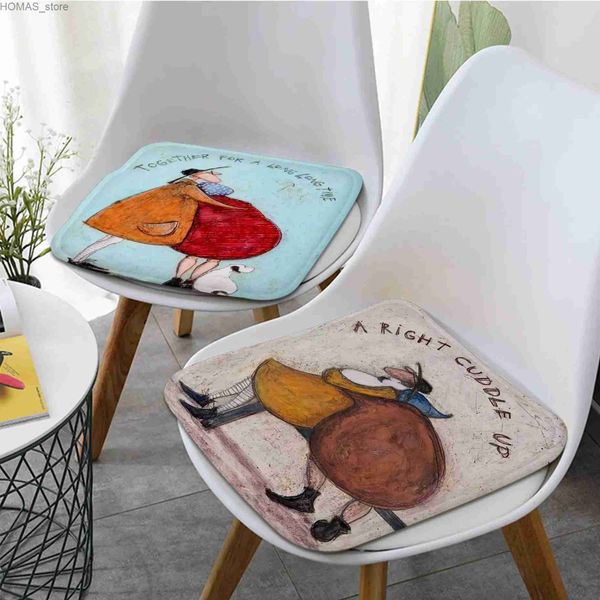 Cojín/almohada decorativa sam toft arte abstracto paisaje amor dog mascota cuadrada silla de comedor cushion circular silla decorativa escritorio de oficina cojín y240401