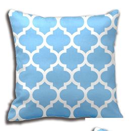 Coussin/oreiller décoratif bleu ciel blanc motif quadrilobe marocain coussin décoratif er case personnaliser cadeau par sûr pour canapé siège Dhmta