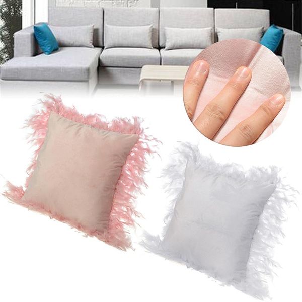 Cojín / almohada decorativa Funda suave Funda de cojín peluda de felpa Tiro para la decoración del sofá de la habitación de la cama en casa 45 cm