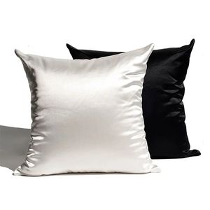 Cojín / almohada decorativa Funda de almohada de seda sólida Resbalón Imitado Mulberry Plain Bed 100% Satin Queen Funda de almohada Cubierta King Twin Home Blanco Suave Cómodo 230928