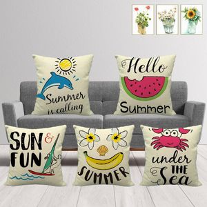 Kussen/decoratief kussen zomer strand kussen cushie vakantie huizen decoratief kantoor bank bank happy camping word 45x45cmcushion/de