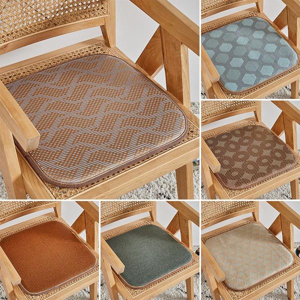 Cojín/Almohada Decorativa Verano Enfriamiento Rattan Mat Cojín de Seda de Hielo para el Hogar Silla de Comedor Coche Antideslizante Transpirable Cojín de Asiento 40 40/45 45cmCus