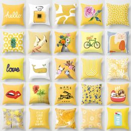 Coussin/Oreiller Décoratif D'été Mode Frais Jaune Mignon Oreillers Cas Géométrie Floral Coussin Moderne Décoratif Jeter Pour Lit Canapé CouchCu