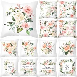 Kussen Decoratief Kussen Zomer Brief Print Bloem Case Home Decor voor Sofa Kussenhoes Polyester Drop Housse De Coussin 230921