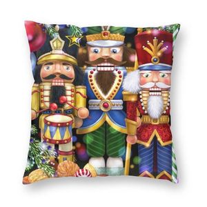 Kussen/decoratief kussen drie notenkrakers kussenomslag 40x40 cm zachte kerststijlworpkoffer voor sofa auto vierkante kussensloop home decora