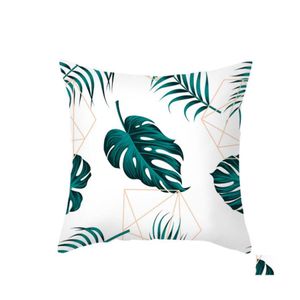 Coussin/oreiller décoratif Plantes tropicales Coussin ER Décoratif Style nordique Taie d'oreiller Feuilles botaniques 45x45cm Feuille verte Drop Otzfu