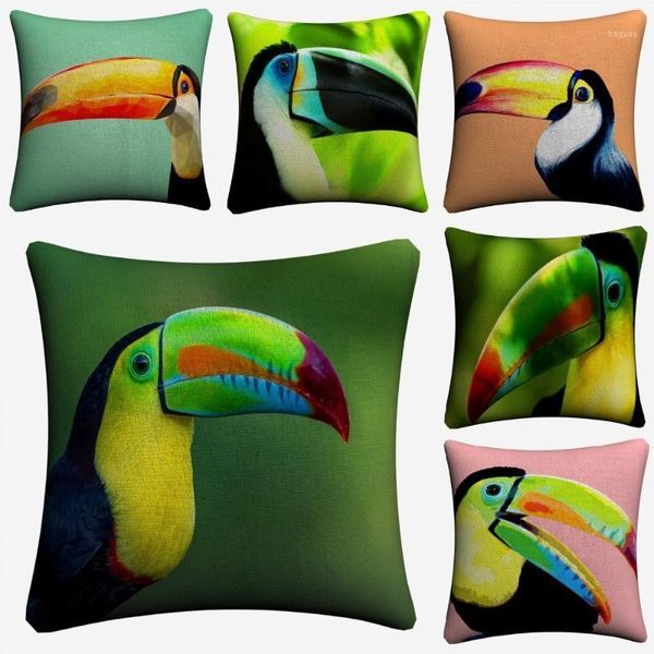 Coussin / oreiller décoratif Toucan Toucan Toucan Animal ART Coussin de coton décoratif Coussin de coussin de coton 45x45cm pour le chaise du canapé Coque Decor de la maison Almof