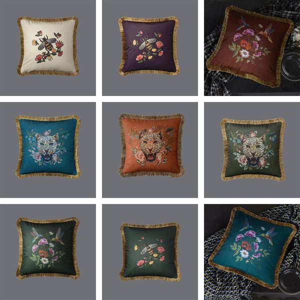 Coussin/oreiller décoratif velours tissu américain léopard luxe Style glands maison canapé housse de coussin taie d'oreiller sans noyau pour vivre Roo