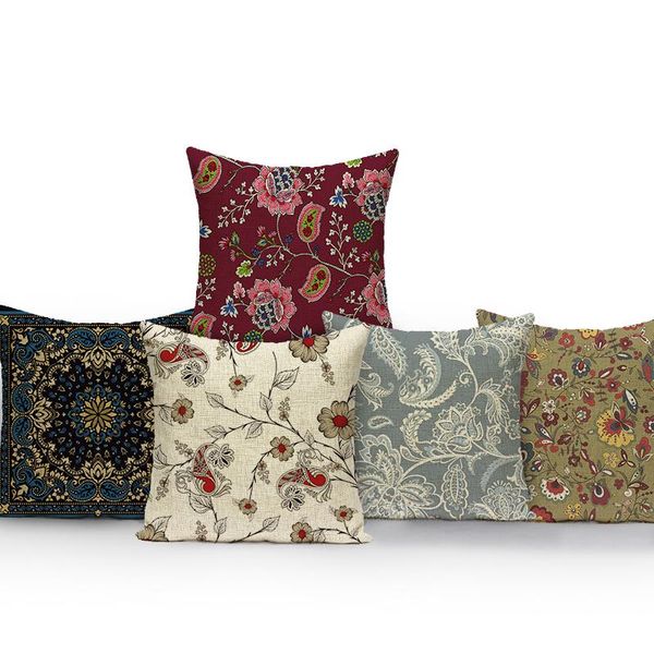 Coussin / oreiller décoratif Coussin décoratif vintage couvre la décoration nordique de la maison couvre-oreillers floraux pour canapé chaise taies d'oreiller carrées