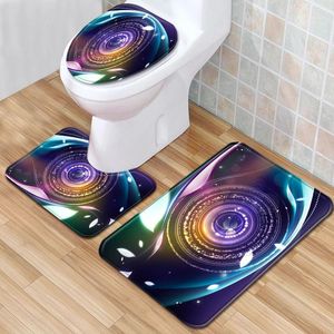 Kussen / decoratief kussen WC cool patroon tapijt badkamer anti-slip water-absorberende vloermat 3-delige toilet tapijt dekking badkuip voet pad