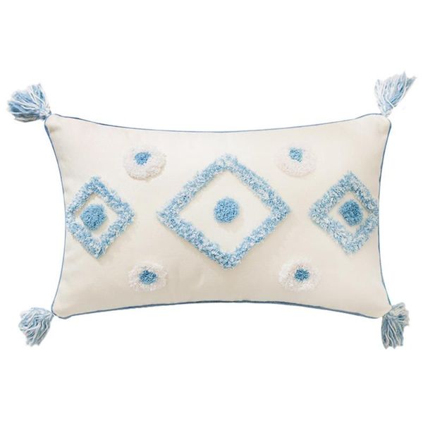 Cojín/almohada decorativa funda de cojín blanca borlas florales funda cuadrada algodón gris marfil decoración del hogar sofá 45x45cm
