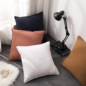 Coussin/oreiller décoratif housse de coussin en lin blanc 50x50 couvre décoratif pour salon canapé décor à la maison jeter taie d'oreiller 45X45 W220412