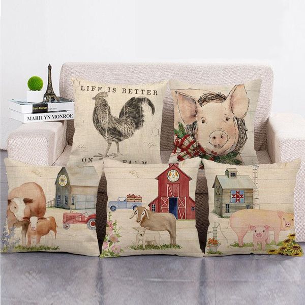 Coussin / oreiller décoratif en gros 45cm * 45cm Westfall poulet lin / coton jeter couvre canapé housse de coussin décor à la maison taie d'oreiller