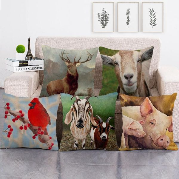 Cojín/almohada decorativa Venta al por mayor 45 cm Diseño de serie animal Funda de lino/algodón Sofá Cojín Decoración del hogar FundaCojín/Cojín decorativo