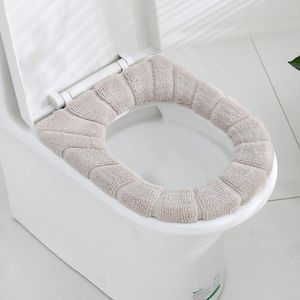 Kussen/decoratief kussen winter warme toiletbril cover hechtstool mat 1stcs wasbare badkamer accessoires breien pure kleur zacht o-vorm