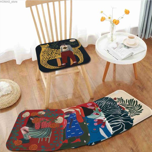 Coussin / oreiller décoratif femme plantes de poisson et animal jagua chaise à manger ronde coussin décoration circulaire siège pour tabouret de bureau de bureau tapis y240401