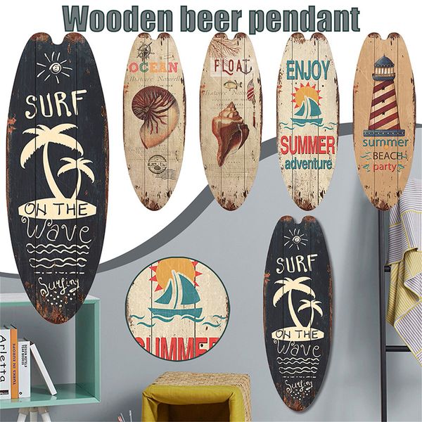 Coussin Décoratif Oreiller Bois Surfboard Festival Bar Home Party Halloween Casual Panneau En Bois Plage Style Suspendu Rétro 230505