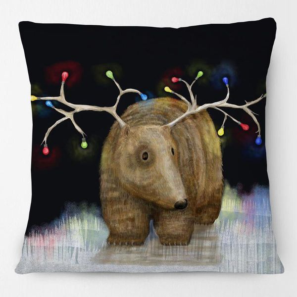 Coussin/Oreiller décoratif Lumières de Noël Housse de coussin Glow Me The Way Dessin animé Peinture à la main Cas Pépinière Maison Canapé DécorationCushion/Decorativ