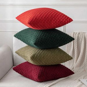 Coussin / couvertures décoratives de jet rouge 18x18 pouces couvertures de canapé de la ferme de la ferme en velours soft en velours boho pour le canapé de lit de coussin de printemps salon