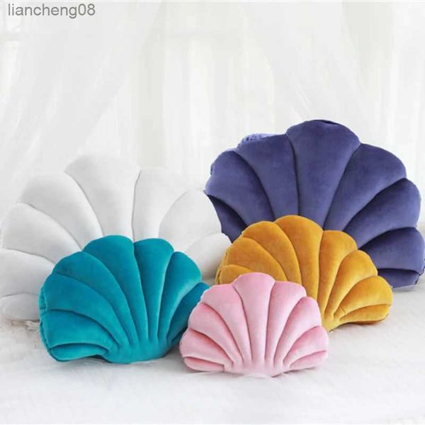 Coussin/coquille décorative en peluche, coquillages de mer en velours, décoration de maison, lit, canapé, coussin, cadeau de décoration, 34x25cm