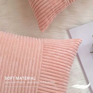 Coussin / décorative style simple polyester coussin coussin housse de bande de couleur rose beige blanc beige rose solide pour canapé salon décoration intérieure