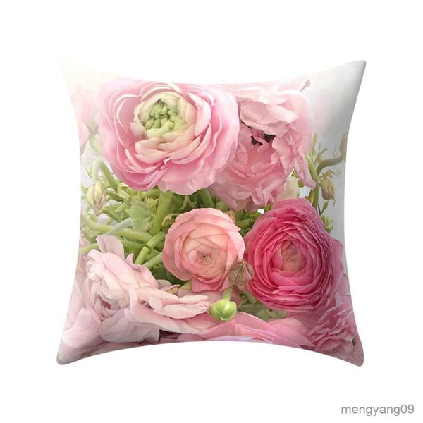 Coussin / Hauts décoratifs Été Fleur Plante Imprimé Décoratif Feuilles Vertes Jeter Cas Impression Canapé Housse De Coussin Décor À La Maison R230630