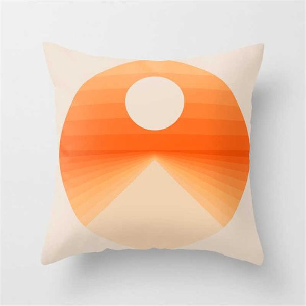 Housse de coussin/décorative, imprimé coucher de soleil Orange vibrant, lignes géométriques abstraites, housse de coussin pour canapé, voiture, bureau, décoration de maison