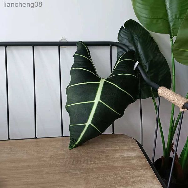 Coussin/jet décoratif lavable pour chambre à coucher, simulation de feuilles de plantes tropicales, coussin de canapé amovible, Machine