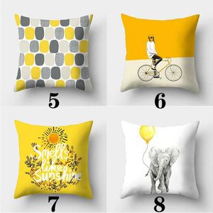 Housse de coussin/décoratif série jaune, housse de canapé carrée, créative, fleur de soleil, 45cm x 45cm