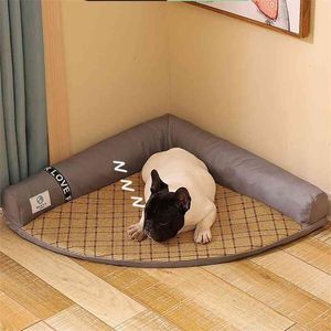 Coussin tapis de chien fournitures tress détachable et lavable été Cool nid chat lit pour animaux de compagnie doux accessoires 210924