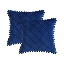 Coussin inyahome ensemble de 2 coussins coussin coque en velours coque d'oreiller décoratif avec bille décor intérieur pour canapé ensemble de chambre à coucher rose bleu rose bleu