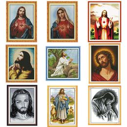 Cojín Jesús Sagrado Corazón Cristo Figura religiosa Conteo de pintura Impresión Diy Cross Cross Kit DMC 11CT 14CT Bordado Bordado Conjunto de agujas
