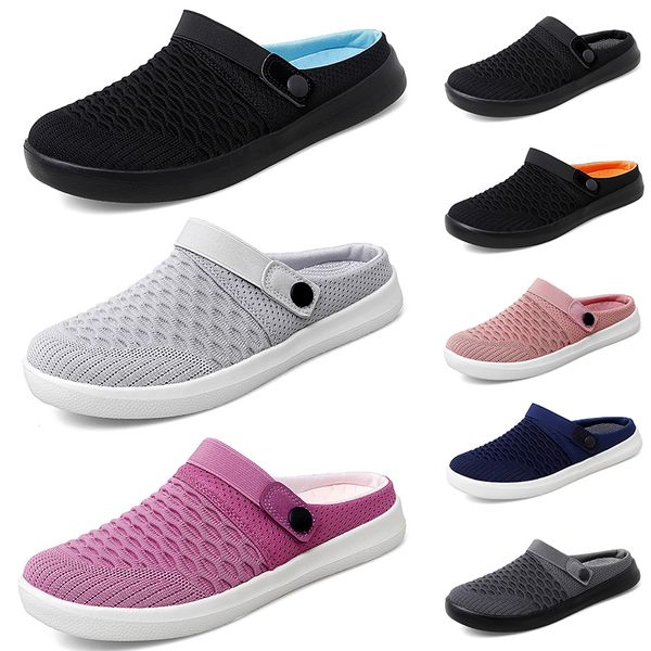 Cuschion Mesh Slip-on Women Summer Bailable Gai Walking Walking Zapatos Black Dark Pink Grey Purple Platform Slippers Skinge Femenina 335