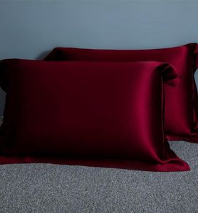 Coussindécoratif coussin 100 pur mûrier de soie tai-oreiller couleur couleur douce naturel réel rouge foncé case 7163156