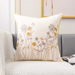 Coussin décoratif oreiller 1pc taie d'oreiller décorative fleurs brodées couvre-lit ferme coton coussin cas décor à la maison 231128