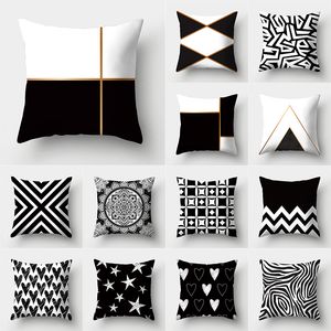 CushionDecoratief kussen 4545cm Geometrische print Polyester Decoratieve bankkussens Covers Soft Pillowcase Home Decor Cushion Cover 230523