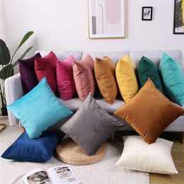 CushionDecoratief kussen 45x45cm Solid Color Luxury fluwelen fluweel Case Sofa autostoelback Backback Lumbar Cushion Cover Home Decor Bed Soft Pillowcase 230523