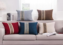 CushionDecorative Pillow 5 Colors Simple Fashion Cotton Linen Nap Case Solid Pillowcase1292446