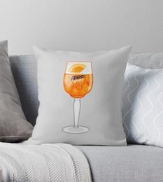 Coussin décoratif oreiller Aperol Spritz dans un verre housse de coussin taie d'oreiller en polyester sur canapé maison salon siège de voiture De2656388