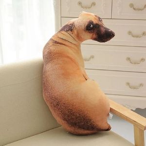 CojínAlmohada decorativa CAMMITEVER 3D Lindo perro curvado Impreso Tiro Animal realista Cabeza divertida Cosplay Niños Juguete favorito Cojín para el hogar 231009