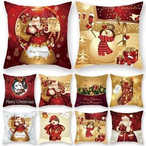 CushionDecorative Pillow Christmas Santa Claus Pillowcase Gelukkig jaar 2023 Xmas Gifts For Home Decor 45x45cm kussenomslag Merry Christmas Ornament 221008