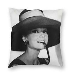 Cushiondedecorative Oreiller Cool Audrey Hepburn Case Home Decorative 3d Two Side Imprimé coussin pour le salon7348183