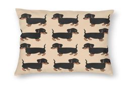 CushionDecorative Pillow Cute Dachshund Puppy Patroon Cushion Cover 3D Print Wiener Sausage Dog Square Throw Case voor autocillowc1125200