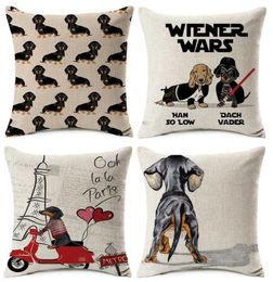 CushionDecorative Pillow Fashion kleurrijke hond bedrukte kussenomslag huis teckel Dachshund decoratieve bank koffieauto stoel stoelworp kast AL2702542